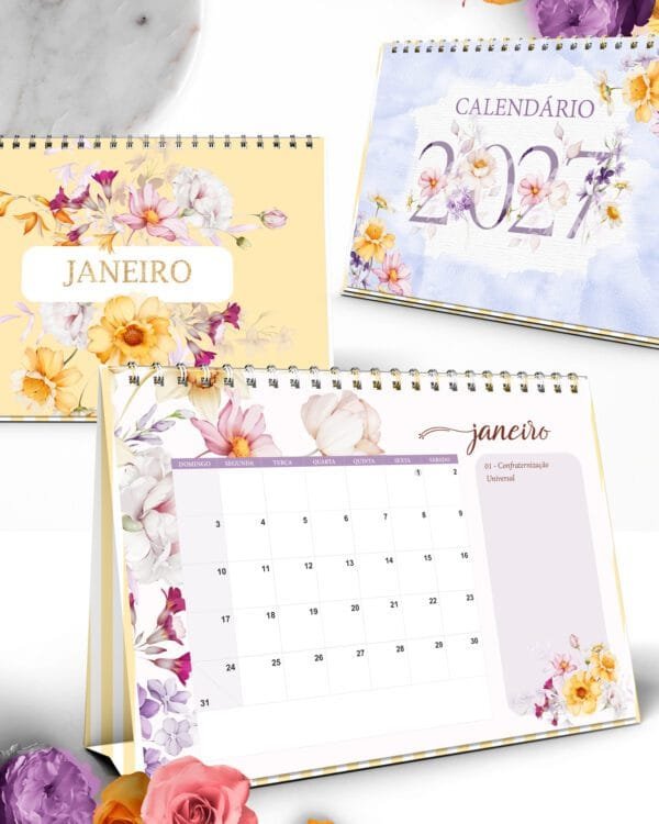 Arquivo Kit Calendários de Mesa 2027 A5 A6 e Calendário Marca Página Coleção Encanto - Imagem 2