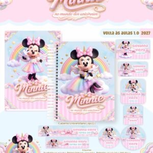 Combo Escolar Minnie Unicórnio - Volta às Aulas 2027