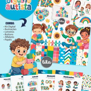 Orgulho Autista - Combo de Ilustrações e Papéis (Tita)