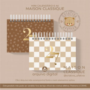 Calendário A6 e Mini Calendário – Maison Classique 2027
